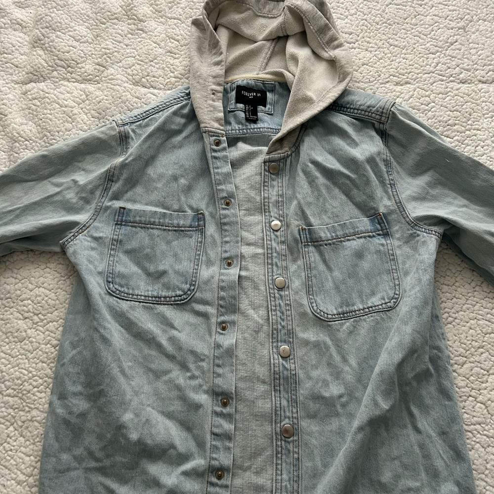 Forever 21 Hooded Jean Jacket - Size S